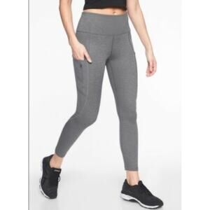 Athleta All In 7/8 Leggings High Rise Gray Dual Side/Single Zip Pocket Size XS